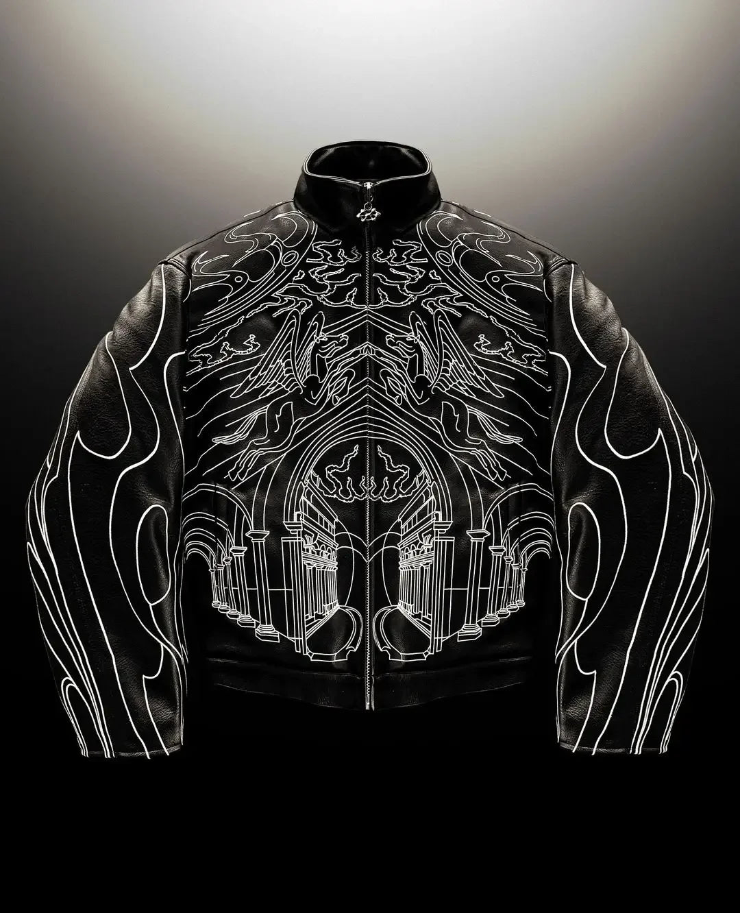 techwear zip bomber, urban fashion, for men, fall streetwear outfit, oversized style, layered fashion, modern aesthetic, graphic detail