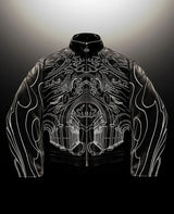 techwear zip bomber, urban fashion, for men, fall streetwear outfit, oversized style, layered fashion, modern aesthetic, graphic detail