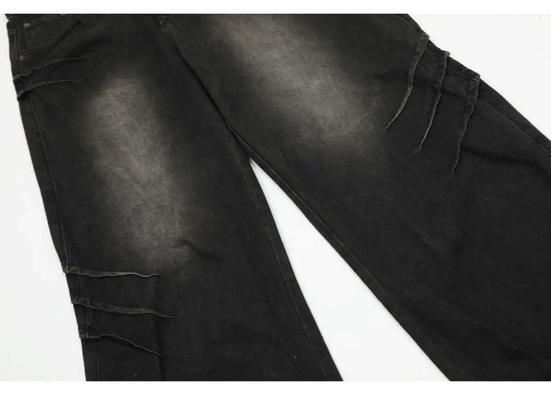 hip hop american trend retro straight leg washed denim jeans spring and autumn high street couple loose wide leg casual pants unique jeans style 625