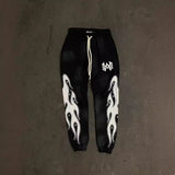 2024 y2k long sleeved zippered printed pullover hoodie hoodie and pants two piece streetwear trendy outfit dark vintage outfit clean everyday pants