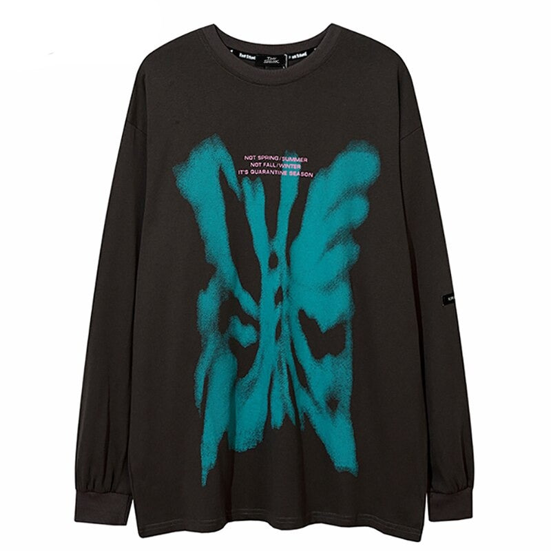 "Skeleton Fly" Unisex Men Women Streetwear Graphic Sweatshirt Daulet Apparel