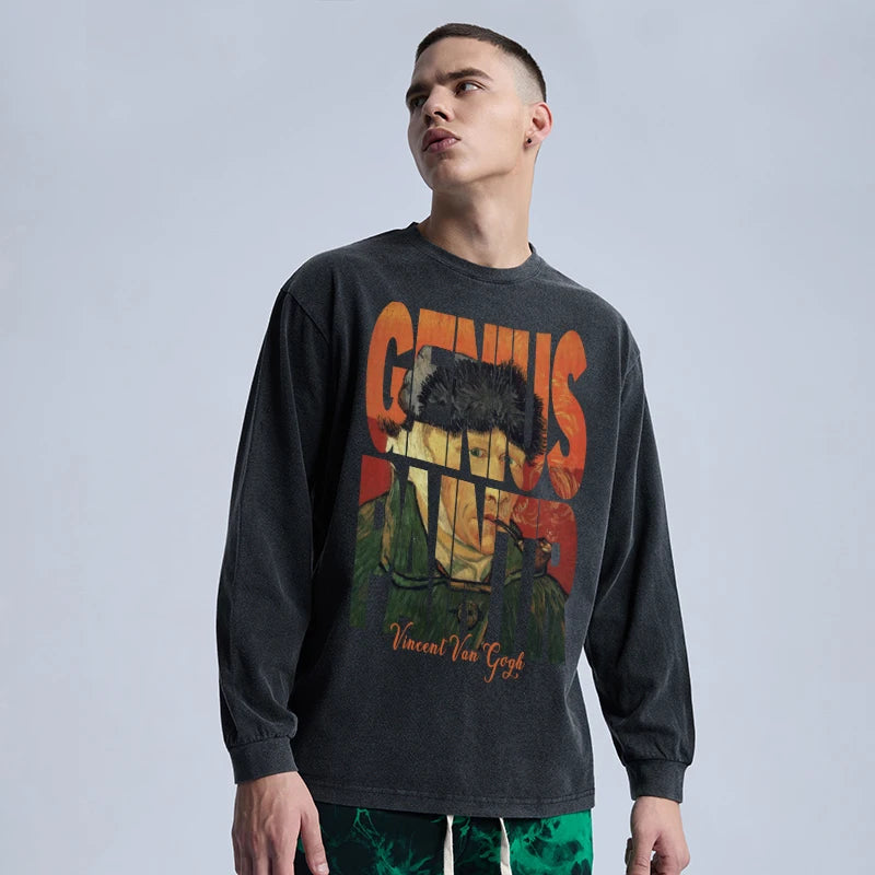 Glitchcore Design – Rainbowtouches Washed Long T Shirt Men Vintage Fashion Creat – Edgy Streetwear for All Genders