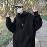 Winter Mens Embroidery Turtleneck Hoodies Japanese Ninja Hoodies Hip H