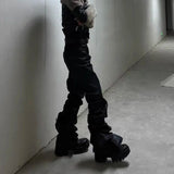 y2k streetwear wax leather strecth jeans for men and women ropa hombre baggy flare pants oversized straight denim trousers unique jeans style 4253