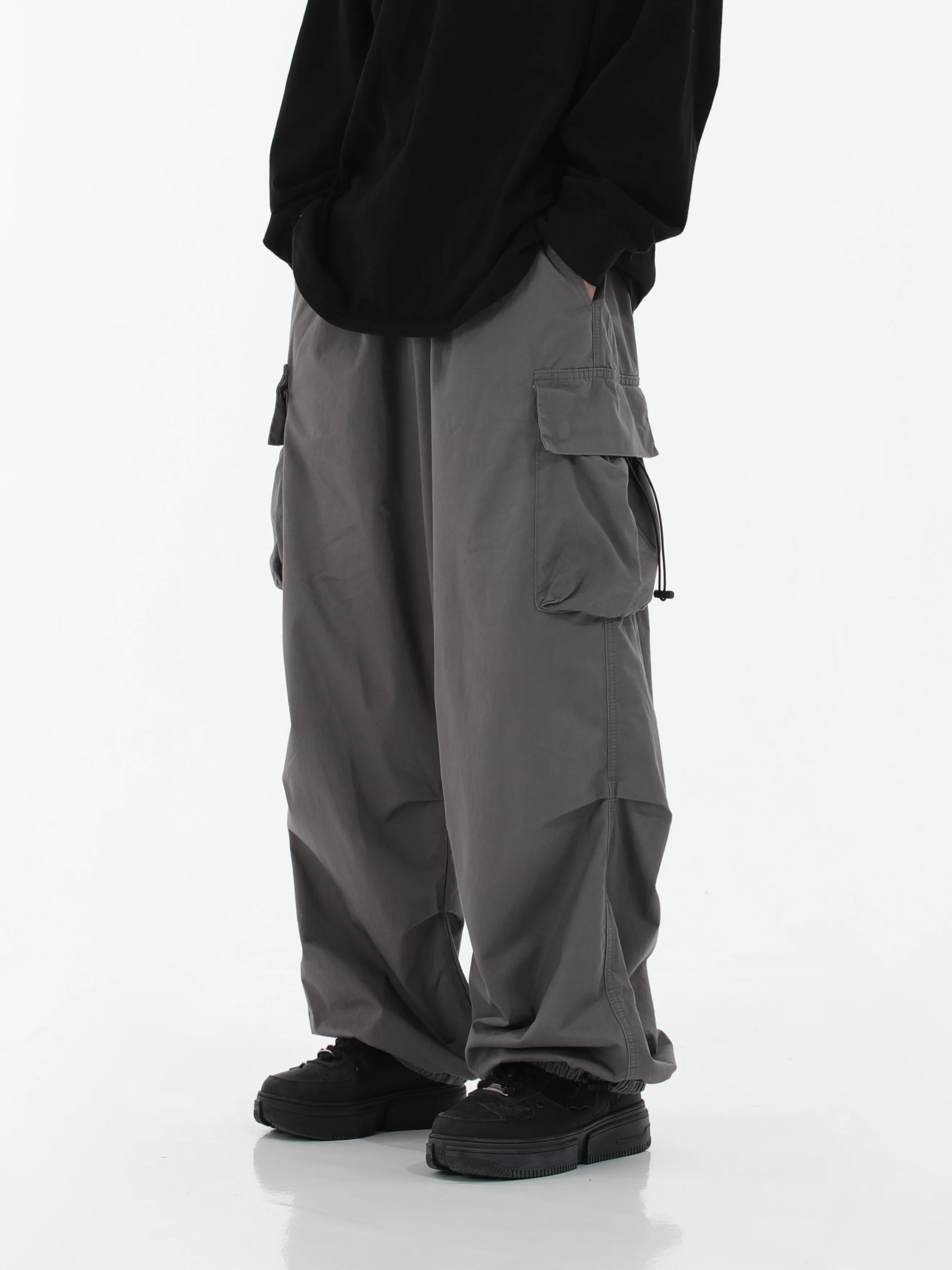 hip hop loose fit elastic waist pants fashion side pocket pants streetwear mens new spring summer casual baggy pants joggers unique joggers style 452