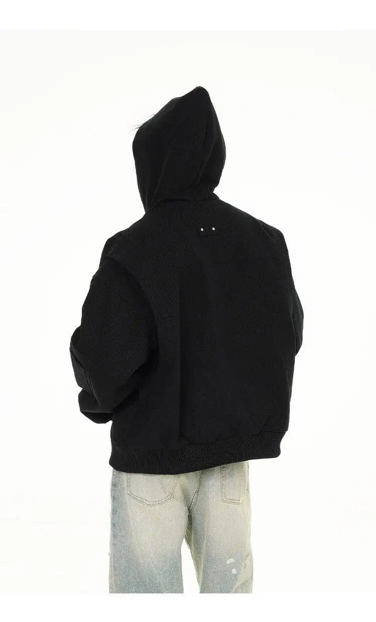bold graphic winter coat, unisex street style, men's streetwear fashion, trendy oversized fit, urban techwear design, modern 