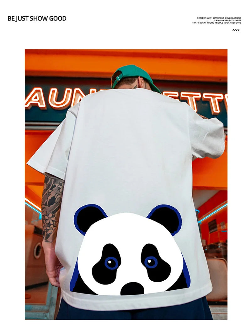 Skatercore Tribal flames – Funny Cartoon Panda Graphic Print Cotton T Shirt For Men Sum