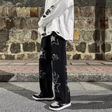 2023 autumn new light luxury fashion jeans men loose european and american style wide leg trousers boutique clothing simplestyle unique jeans style 3878