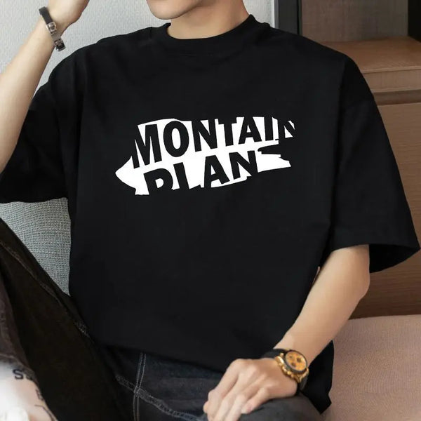 Y2k Anime panel – Heavy Cotton Clothes For Boys Short Sleeved Cotton Loose Clo