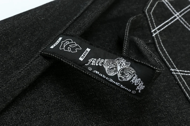 high street embroidery casual over knee summer jeans shorts mens wide leg baggy y2k denim short oversized five point pants unique jeans style 3561