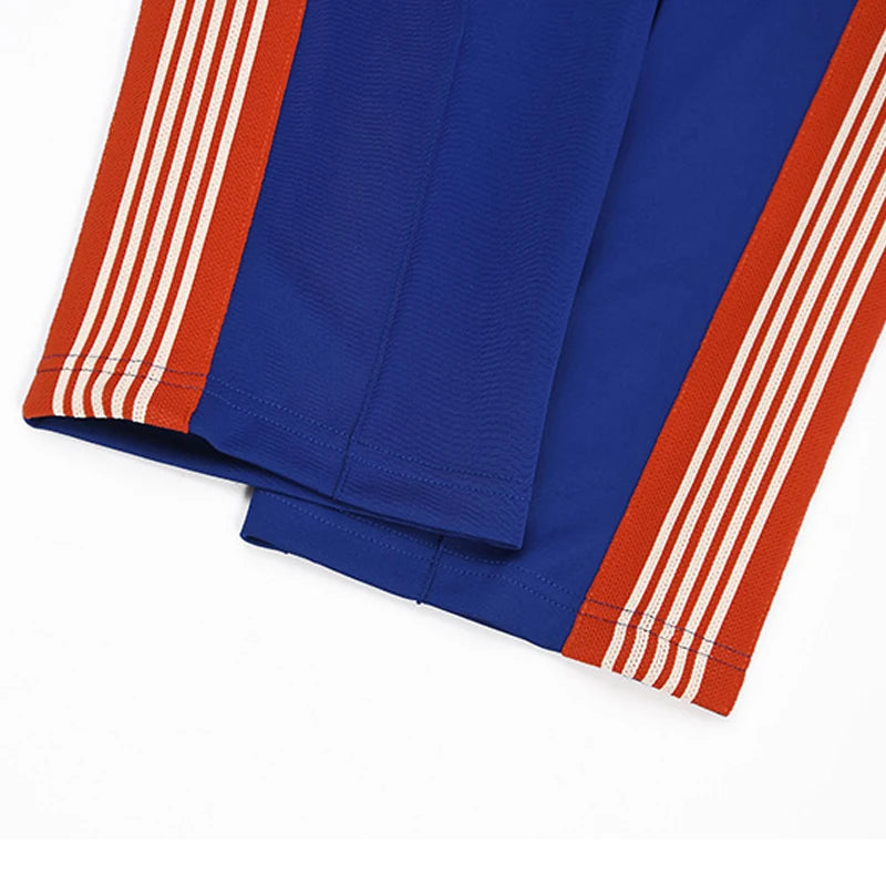colorful blue motion casual pants men woman trend side edge weaving embroidery drawstring loose joggers sweatpants unique joggers style 5447