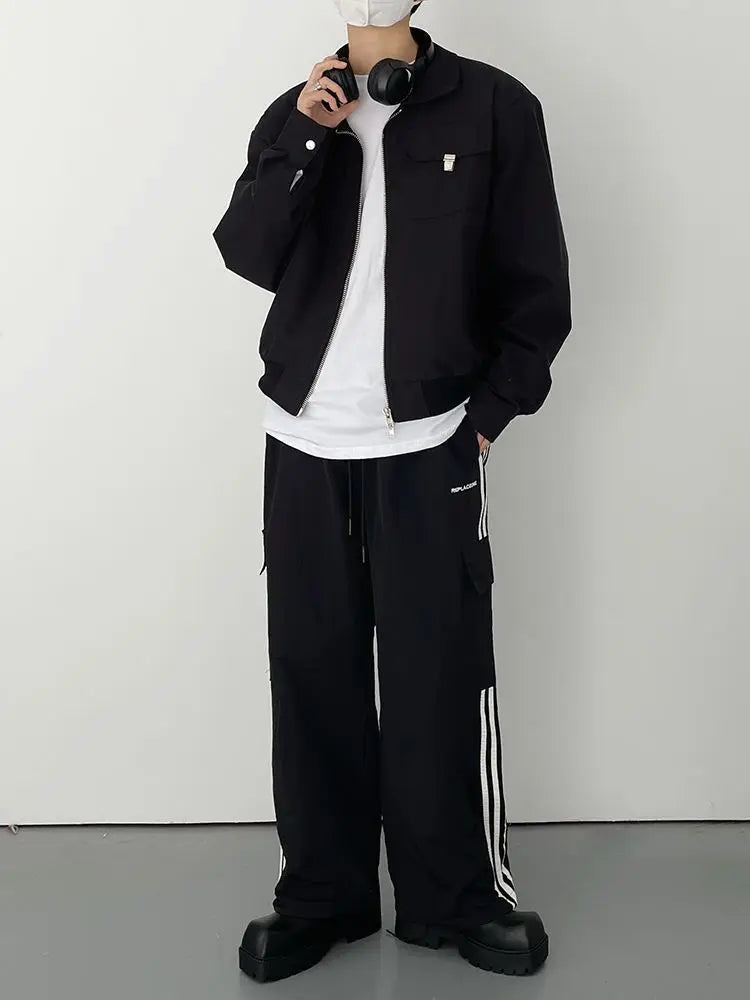Season Fashionable Retro Airplane Jacket Men's Loose Street Y2K Niche Shoulder Pad Lapel Jacket