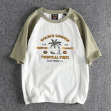 Y2k Melting smiley – Summer Mens Short Sleeved Casual Beach Wind Coconut Tree Pri