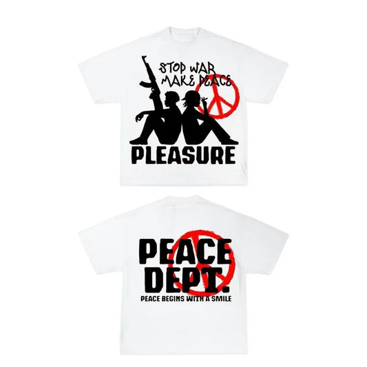 manga drip distortion tee with flame blocks and pastel overlays