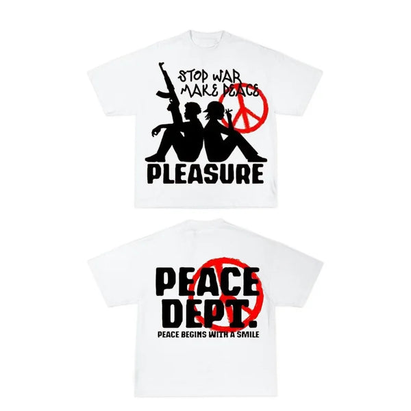 manga drip distortion tee with flame blocks and pastel overlays