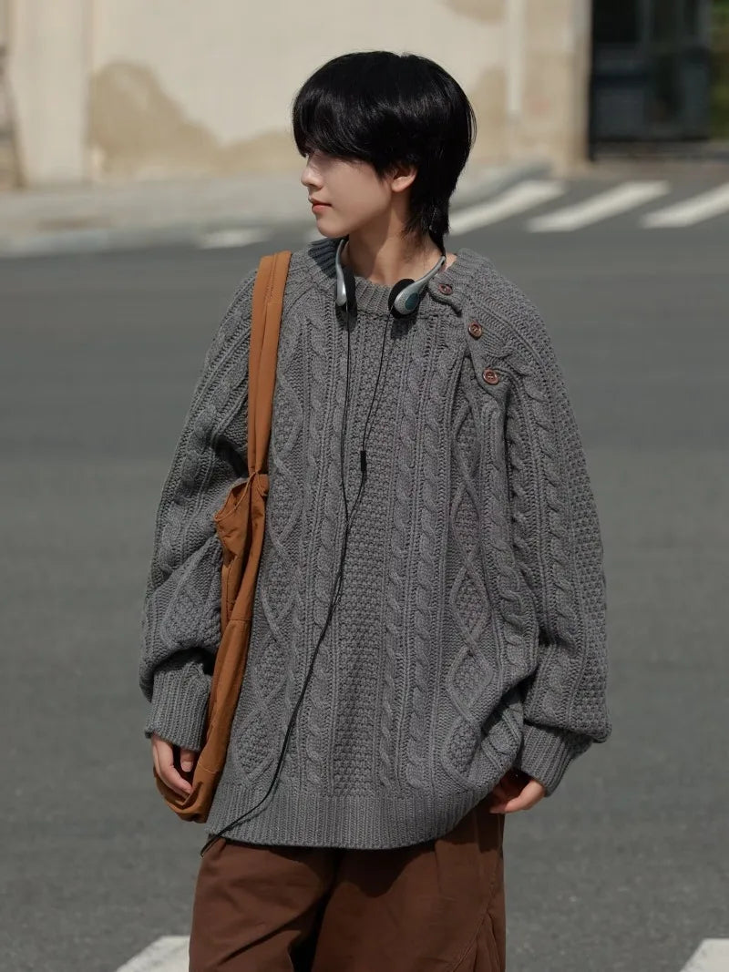 oversized knit pullover, fall/winter fashion, soft knit pullover with flame design, y2k fashion statement