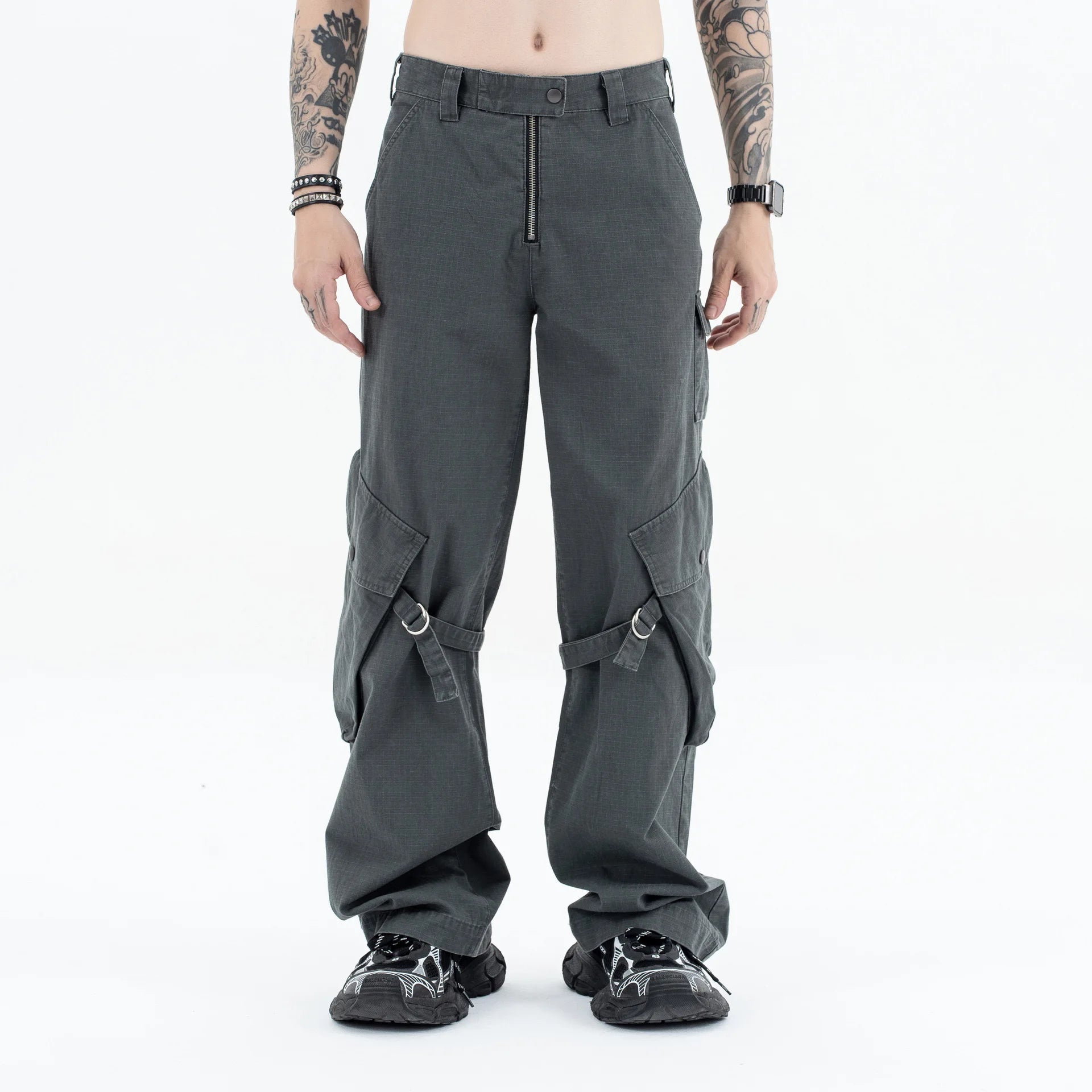 cargo pants with wide legs military streetwear pants