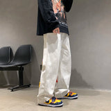 preppy style letter embroidery straight men baggy tracksuit pants y2k clothes sweatpants male drawstring casual long trousers unique joggers style 1083