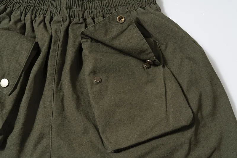 New 2024 Novelty High Zipper Function Tactics Heavy Skateboard Street Cotton Casual Shorts Kanye Hip-hop Parkour Cargo #U53