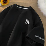 Glitchcore Aesthetic drop – 2024 Summer Letter Embroidered Waffle T Shirt Mens Y2K Vinta
