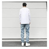 letters patckwork bottom ripped denim jeans men casual straight biker trousers fashion streetwear hip hop jean pants joggers unique joggers style 3730