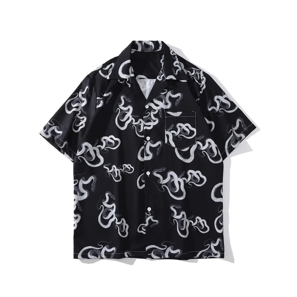 Dark Icon Snake Men's Shirt Short Sleeve Summer Vintage Polo Shirt Holiday Beach Shirts Man
