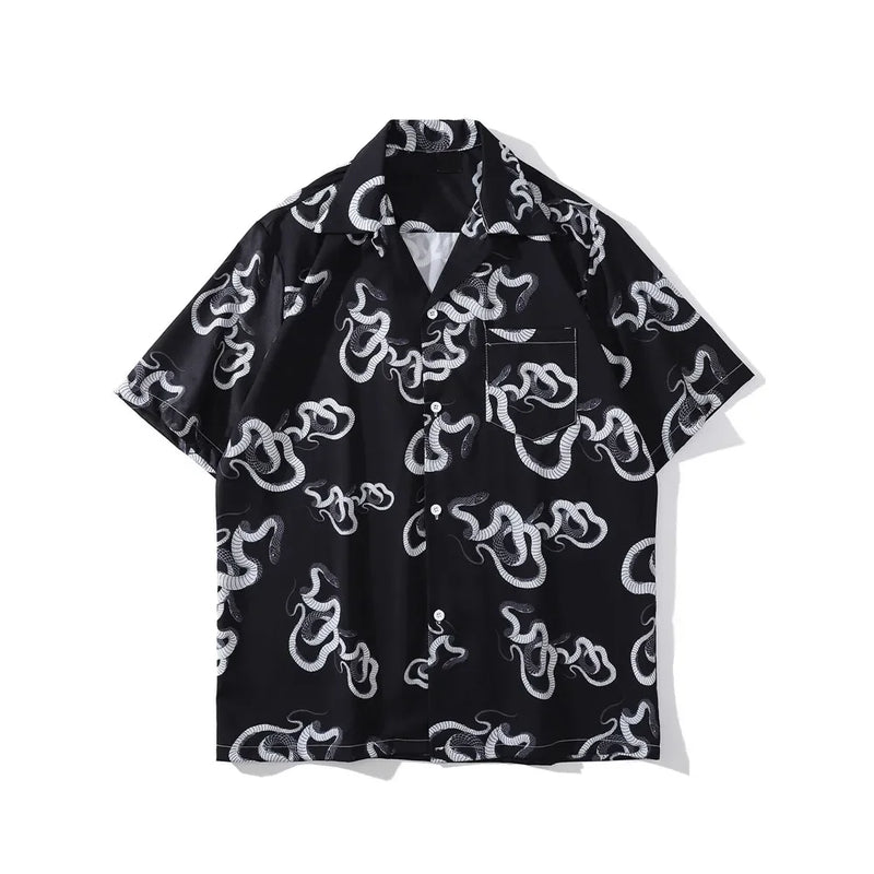 Dark Icon Snake Men's Shirt Short Sleeve Summer Vintage Polo Shirt Holiday Beach Shirts Man