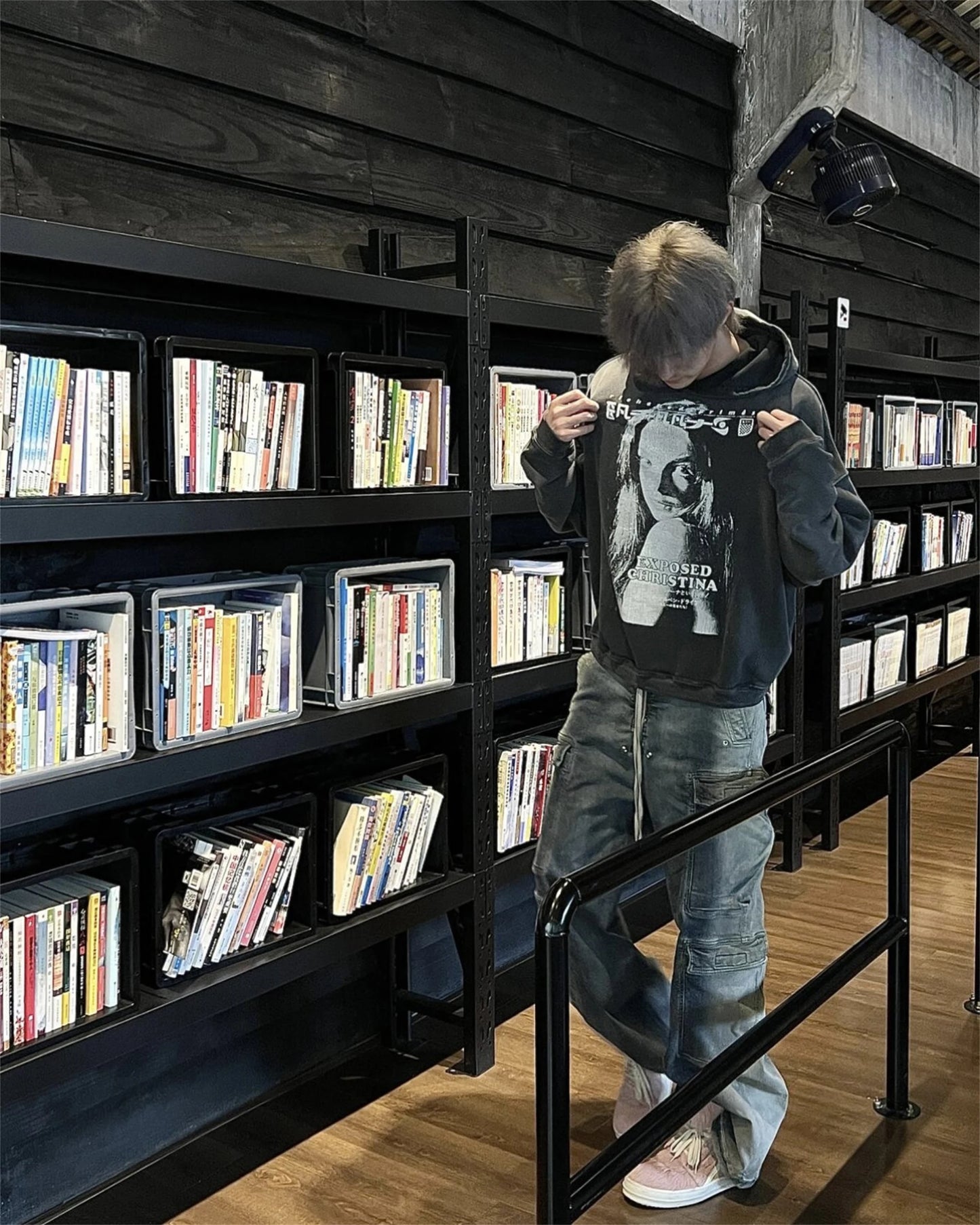 Cyberpunk-style hoodie with LED-infused branding