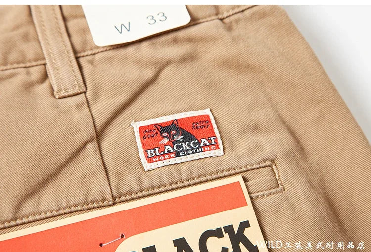 autumn winter heavyweight pure cotton thick american retro workwear khaki pants business casual mens basic solid color pants unique default style 1068