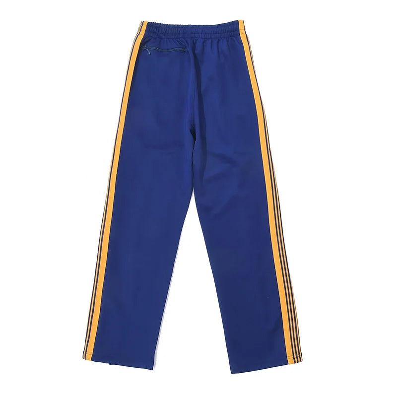 blue pattern embroidery casual motion pants men woman fashion street side edge weaving straight cylinder trousers menswear bottoms