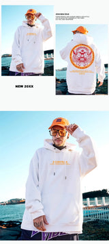 Autumn Dancing Lion Print Hooded Sweatshirts Hombre Hip Hop Fleece