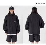 quick drying two piece set men loose casual street sweatshirt shorts y2k stand collar casual loose lightweight suits american unique shorts style 493