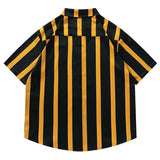 Men Hawaiian Shirt Contrast Vertical Stripes Simple Short Sleeve Blouse Casual Fashion Streetwear Summer Harajuku Beach Tops