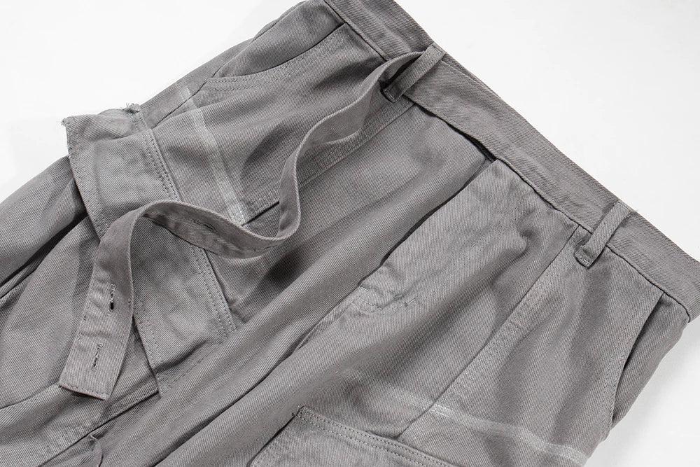streetwear big pockets sashes pleated baggy jeans for men and women washed straight casual cargo pants oversize denim trousers 1 unique cargo style 76