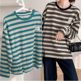 Y2k Vintage print – Design Niche Slit Striped Bottoming Shirt Women Autumn And W