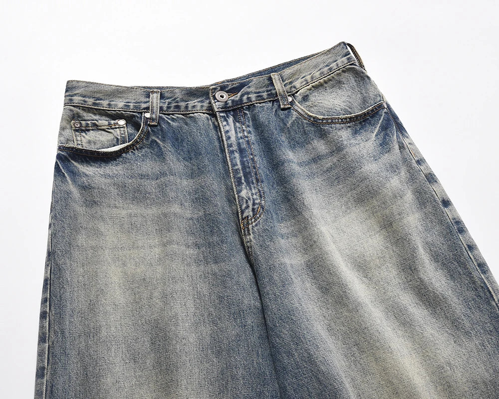 harajuku washed gradient color wide leg baggy denim trousers unisex straight loose casual jeans mens oversized cargo pants unique cargo style 1449