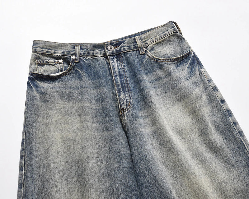 harajuku washed gradient color wide leg baggy denim trousers unisex straight loose casual jeans mens oversized cargo pants unique cargo style 1449