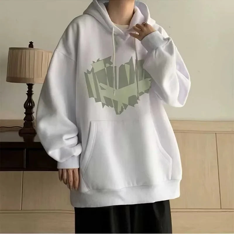 Autumn New Love Graphic Print Hoody Sweatshirts Man Hip Hop Oversized