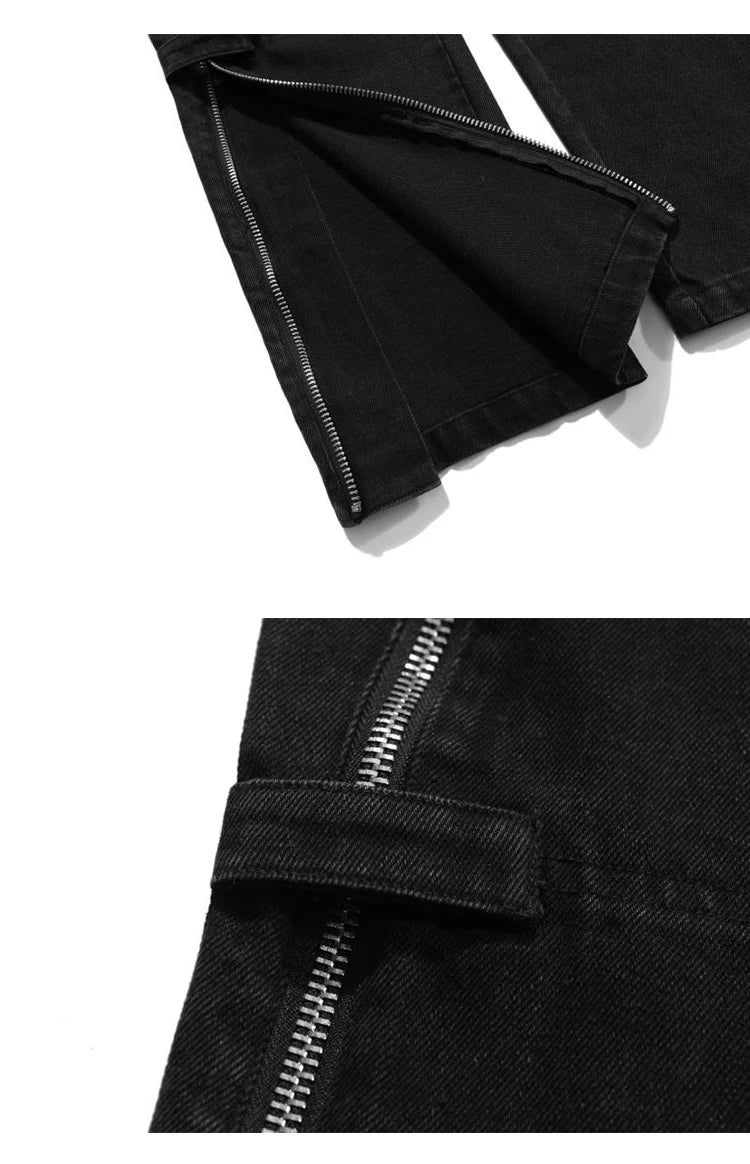 fashion denim straight pants hip hop jeans with zipper streetwear trousers new summer casual joggers men designer jeans for men unique joggers style 1163