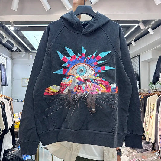 Cyberpunk glitch hoodie with digital hacker theme