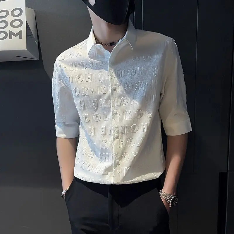 2023 Summer New Fashion Shirt Men's Short Sleeve Cardigan Casual Shirt Thin Section Men's Korean Short Sleeve Clothes
