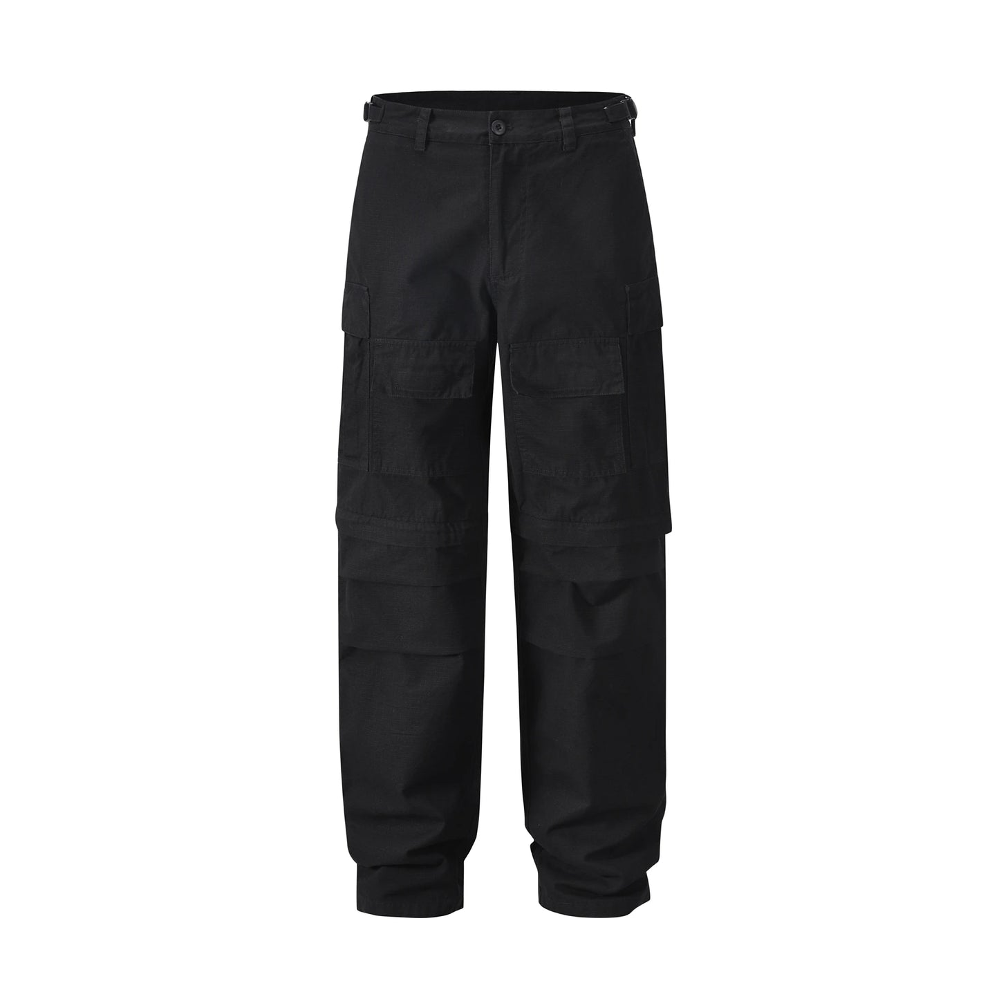 american streetwear zipper cargo straight trousers two different wearing washed detachable multi pocket mens balck tactical pant unique cargo style 1834