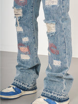 destroyed ripped jeans straight jean pants men biker jeans fashion zipper streetwear trousers hip hop pants joggers baggy jeans unique joggers style 3174