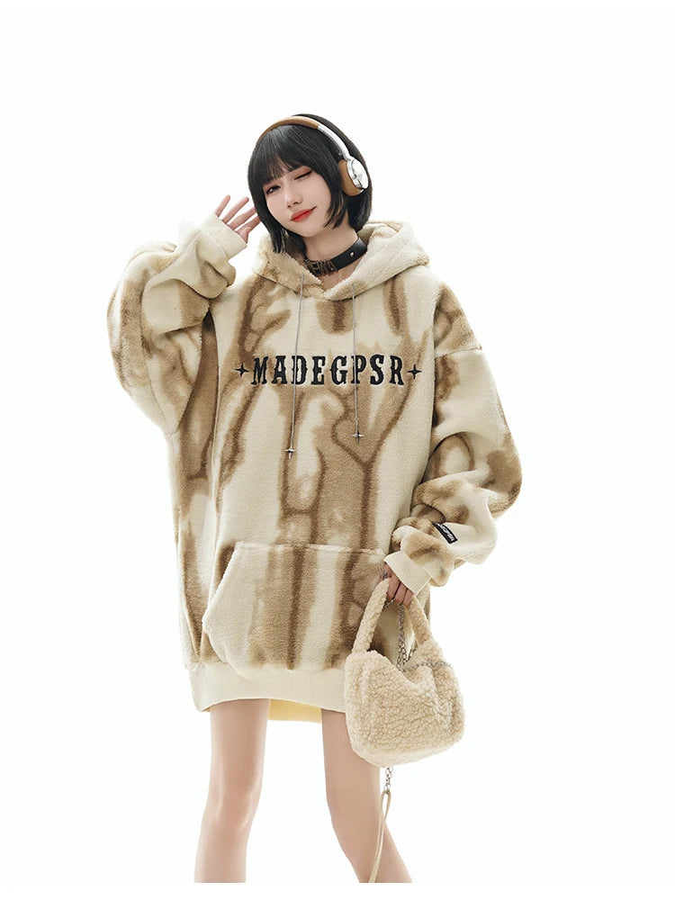 Sadcore Shirt – Men Fleece Hoodies New Casual Irregular Pattern Hairy – Streetwear Fashion for Men & Women