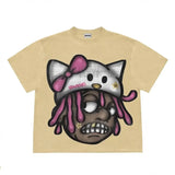 Harajuku Gothic Cartoon Graphic T Shirt Anime Print Streetwear Y2K Oversized TShirt Men Women Round Neck Cotton Short Sleeve Top