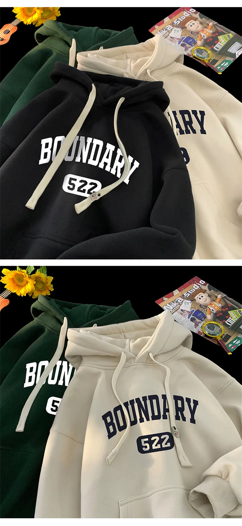 New Retro Casual High Street Hoodies For Men Autumn Letter Print Pullover Hooded Sweatshirts Oversized Y2K Hoody Clothing