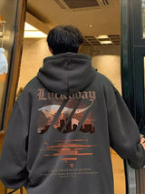 New Hip Hop Graphic Pullover Hoodies For Men Cotton Fleece Vintage Hoo