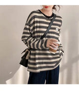 Y2k Vintage print – Design Niche Slit Striped Bottoming Shirt Women Autumn And W