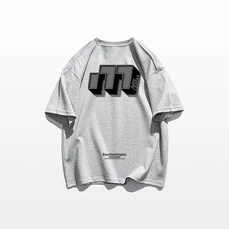 Skatercore Chrome print – Hip Hop Street Personality Letter Print Round Neck Short