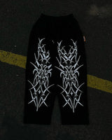 american high street trendy brand loose floor mopping trousers men y2k gothic punk dark style printed oversized trousers women unique default style 3734